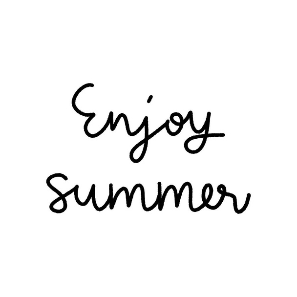 Enjoy summer hand lettering on white background. - Vector, afbeelding