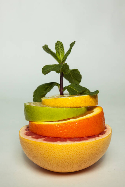 Citrus minimalism  on white background - Photo, Image