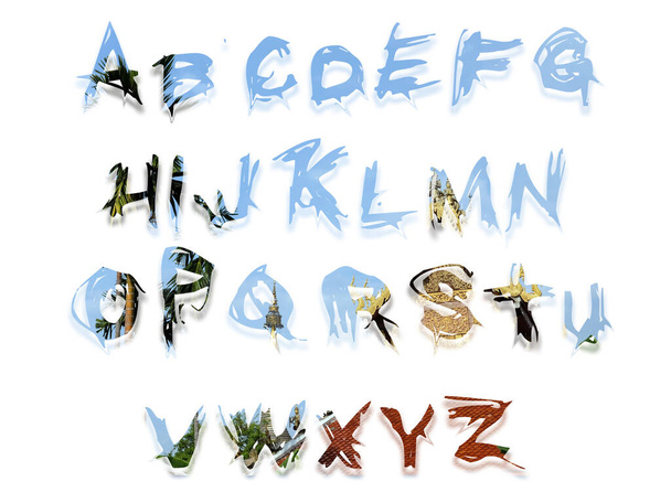 english alphabet on white background and alphabet background - Photo, Image