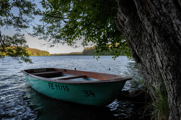 A boat at the lake Schmaler Luzia at the Feldberger Seenlandschaft - Photo, Image