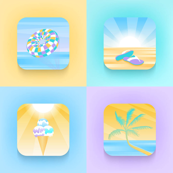Summer travel and vacation icon collection - Vector, Imagen