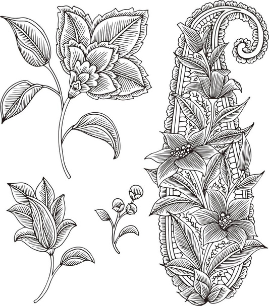 Set of Vector Paisley Materials on white background - Διάνυσμα, εικόνα