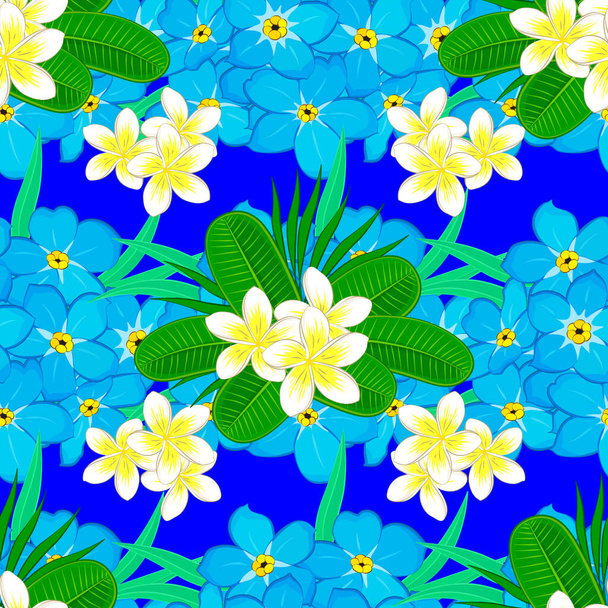 Abstrato fundo floral sem costura. Esboço vetorial com muitas flores coloridas abstratas em um fundo azul. ilustração flor sem costura desenhada à mão
. - Vetor, Imagem