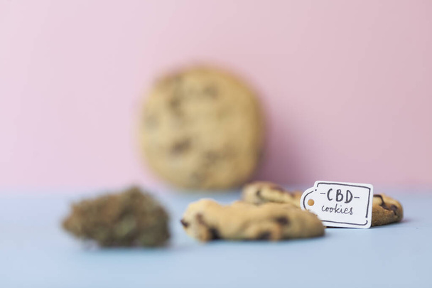 Σοκολάτα και μπισκότα μαριχουάνας. CBD Canabidol Τρόφιμα - Φωτογραφία, εικόνα