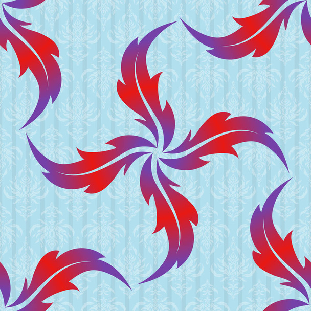 Vektorillustration. Rote und violette Damast Paisley Tapete. Nahtloser Hintergrund, Grunge-Stil. - Vektor, Bild