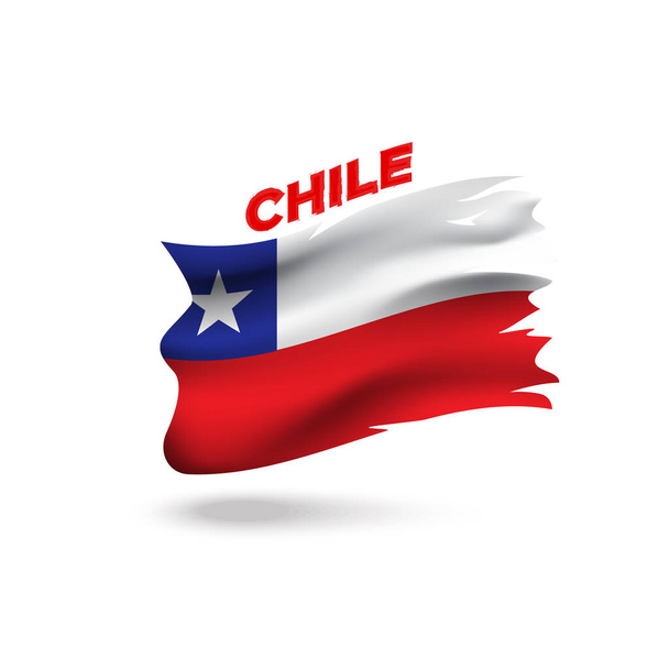 Revitty Chile isänmaallinen lippu 3d vektori kuva malli - Vektori, kuva