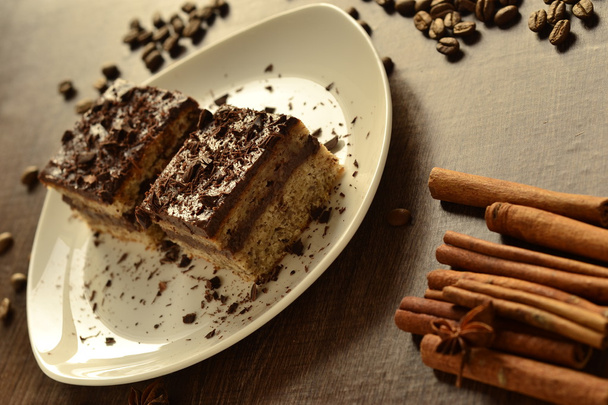 Banana small cakes with chocolate cream - Photo, Image