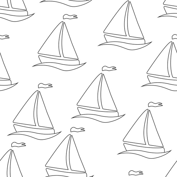 Seamless pattern with sailboats. Vector illustration on a white background. - Vector, imagen