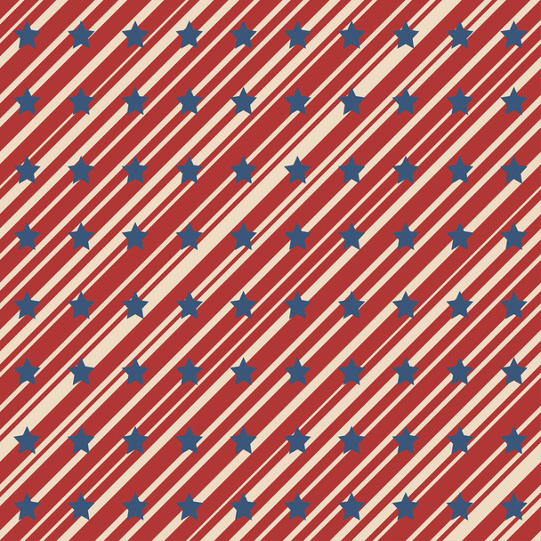 American patriotic stars and stripes seamless pattern in vintage colors. Independence day vector background. - Вектор, зображення