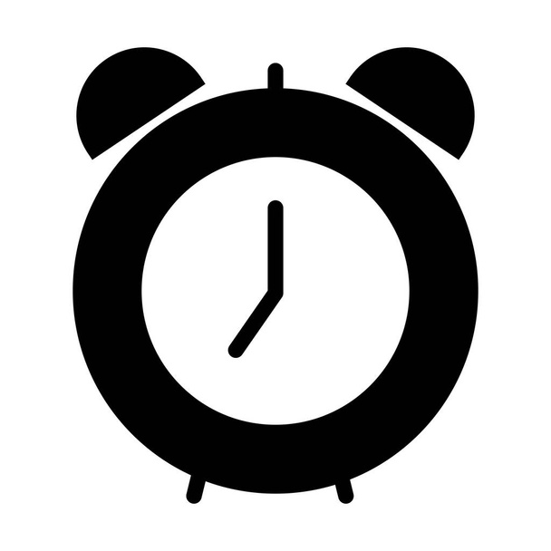 classic alarm clock icon, silhouette style - Vector, Image