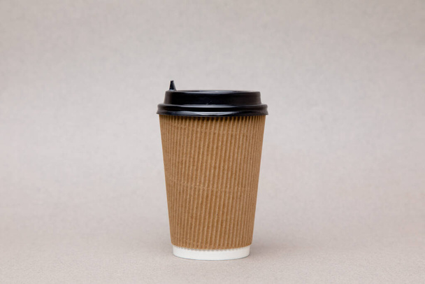 Glasses for coffee. Eco Kraft glasses for coffee. Paper cups. Zero waste. Recycling concept. - Foto, Imagem