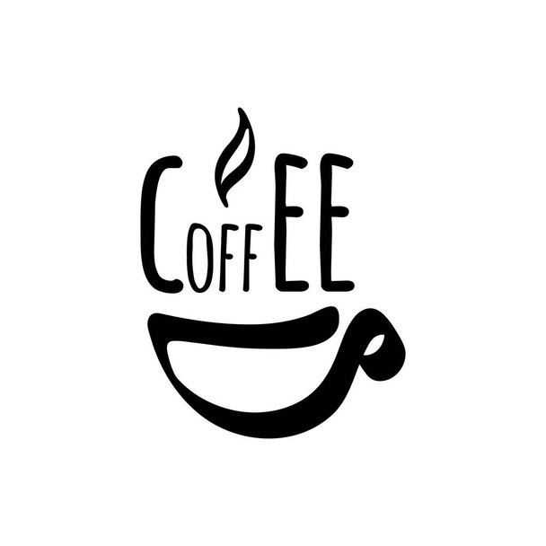 Siyah ve beyaz soyut fincanlı vektör illüstrasyon logosu kahvesi - Vektör, Görsel