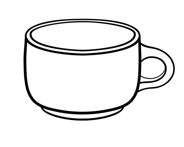 Small coffee cup - vector linear picture for coloring. Mug - an element for a coloring book. Outline. Hand drawing. - Vecteur, image