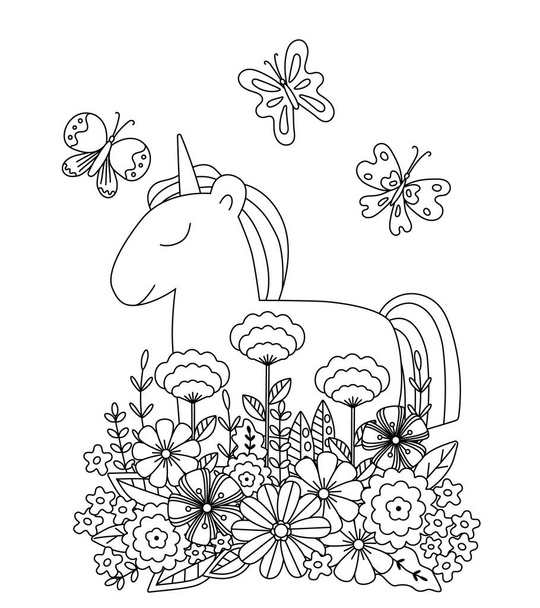 Livre de coloriage pour enfants avec licorne mignonne
. - Vecteur, image