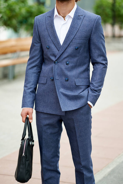 Attractive bearded young man in classic suit. Elegancy and male - Valokuva, kuva