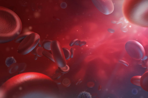 Мікроскопічний погляд на кров. 3D-медична ілюстрація. Червоні та білі кров'яні тільця. Ілюстрація рендерингу шпалер
 - Фото, зображення
