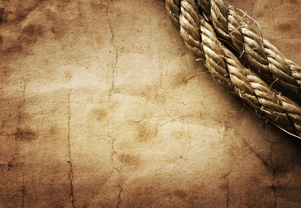 Aged Rope on the old paper background - Foto, immagini