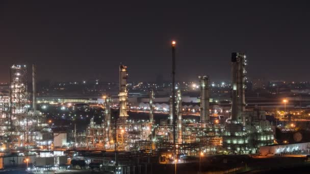 TimeLapse manufacturing oil refinery terminal is industrial facility for storage of oil and petrochemical. oil manufacturing products. power electric plant. footage video 4k. - Footage, Video