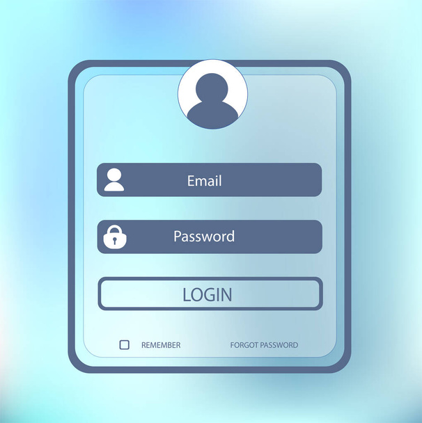 Login to your account on the website or in the applicationEnter login and password. Icon with user photo, providing personal data. Account registration Website interface elements. Vector image. - Vector, Image