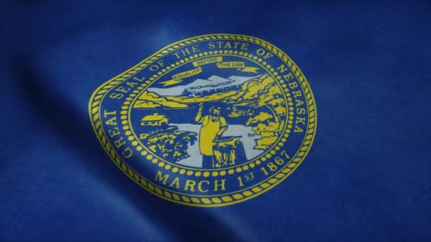 Bandera del Estado de Nebraska ondeando en el viento. Lazo sin costura con textura de tela muy detallada
 - Imágenes, Vídeo