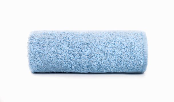 Blue towel roll isolated on white background - Photo, Image