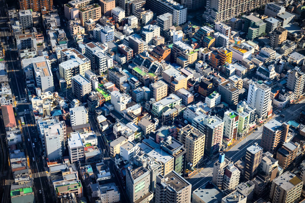 An aerial view of a neighborhood in Tokyo, Japan. - Photo, Image