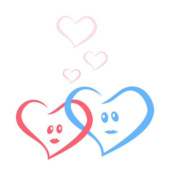blue and red love hearts together - Wektor, obraz