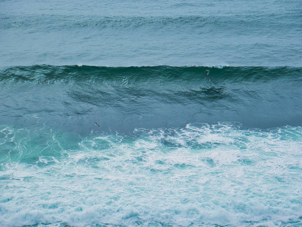 Surfer na wybrzeżu Kalifornii na wysokiej fali - Zdjęcie, obraz