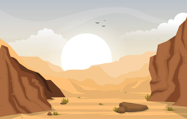 Hermoso paisaje del desierto occidental con Sky Rock Cliff Mountain Vector Illustration
 - Vector, imagen
