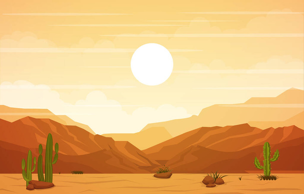Gyönyörű nyugati sivatagi táj Sky Rock Cliff Mountain vektor illusztráció - Vektor, kép