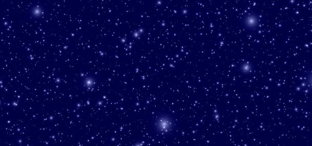 Tummansininen taivas tausta kuuluvat lumihiutaleet ja tähti - Valokuva, kuva