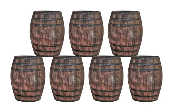 hnědá dubová hlaveň ve dvou řadách vzor design vinařství - Fotografie, Obrázek