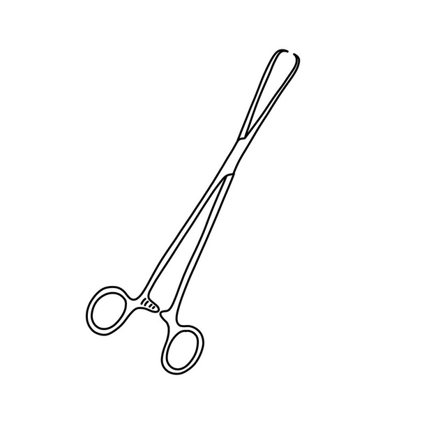 schroeder tenaculum forceps doodle icon, vector line illustration - Vector, Image