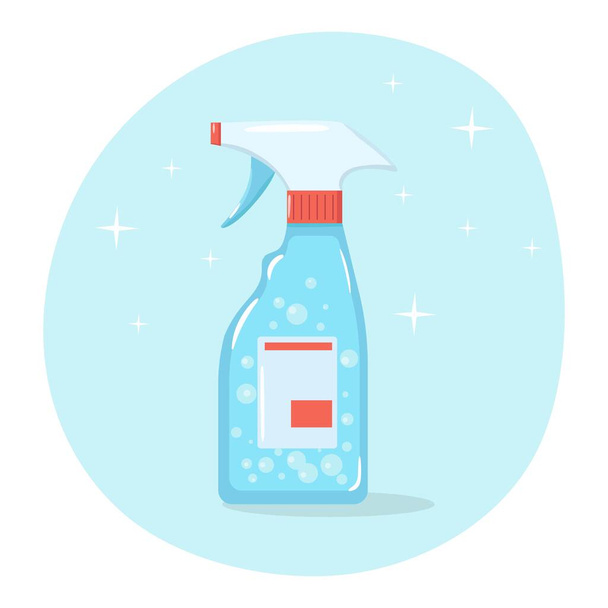 Cleaning spray bottle vector in flat style. Disinfection of surfaces. Clean and shiny. Isolated on white background. - Vector, Image