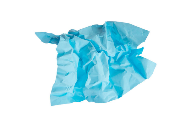 Μπλε χρωματιστή χάρτινη σφαίρα απομονωμένη σε λευκό φόντο - Φωτογραφία, εικόνα