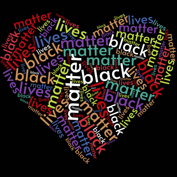 Black Lives Matter Ilustração na forma do coração. A matéria das vidas negras é um movimento internacional de direitos humanos
.  - Foto, Imagem