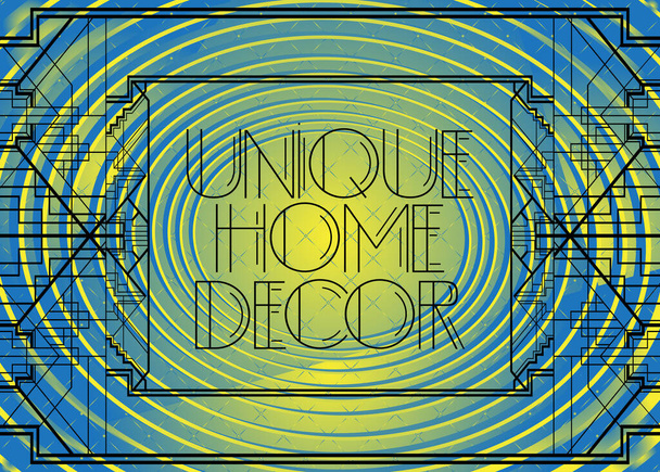Art Deco Único Home Decor texto. Cartão decorativo, sinal com letras vintage
. - Vetor, Imagem