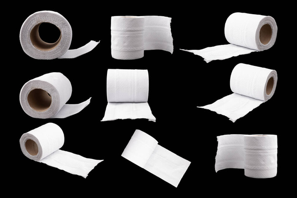 Toilettenpapier isoliert auf schwarz - Foto, Bild