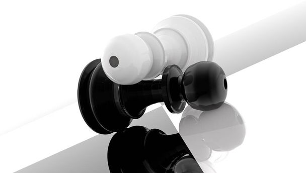 pionnen zwart wit no stop racisme metafoor - 3d rendering - Foto, afbeelding