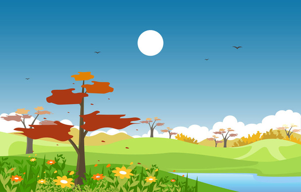 Letnia Wiosna Zielona Dolina Świeże niebo Odkryty krajobraz Ilustracja - Wektor, obraz