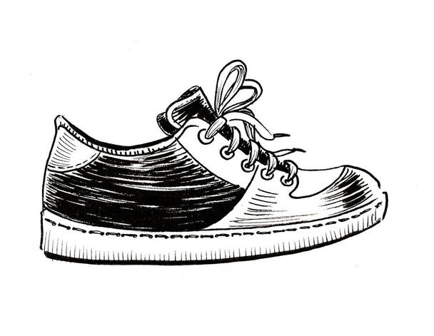Chaussure de sport. Encre dessin noir et blanc - Photo, image