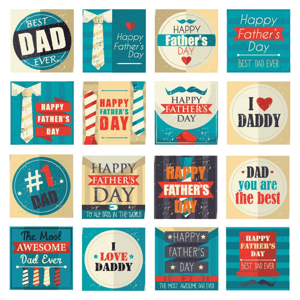 Sammlung glücklicher Vatertagskarten. - Vektor, Bild