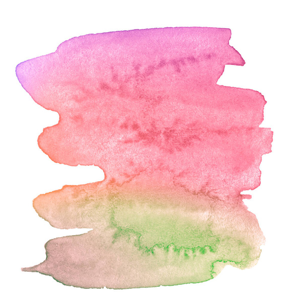 Color gradient watercolor stains in pastel colors with natural stains on a paper basis. Isolated frame for hand-drawn brush design. Abstract unique background. - Foto, afbeelding