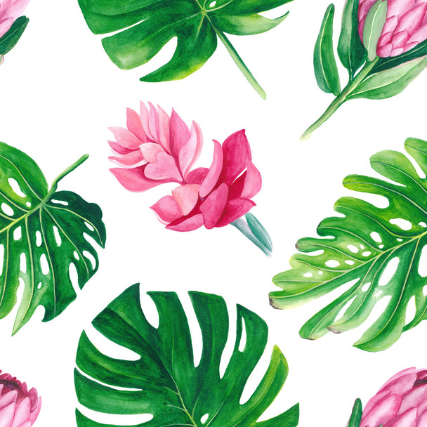 Watercolor tropical seamless pattern - Photo, image
