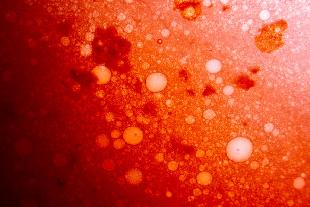 macro primer plano foto de líquido carbonatado naranja brillante creando una sangre fizz como traslúcido y abstracto efervescente y fresco fondo con espacio de copia sin personas
 - Foto, imagen