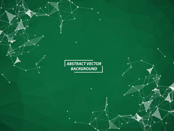 Abstract Geometric Green Polygonal background molecule and communication. Connected lines with dots. Concept of the science, chemistry, biology, medicine, technology. - ベクター画像