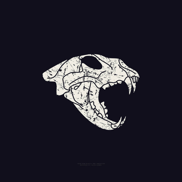 ヴィンテージ感のある動物の頭蓋骨シルエット。ロゴ、エンブレム、 Tシャツのデザイン - ベクター画像