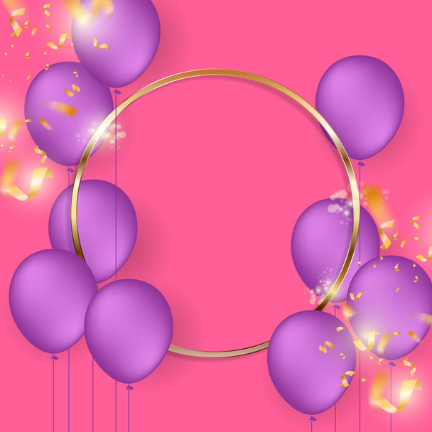 Fondo festivo de cumpleaños con globos de helio. - Vector, imagen