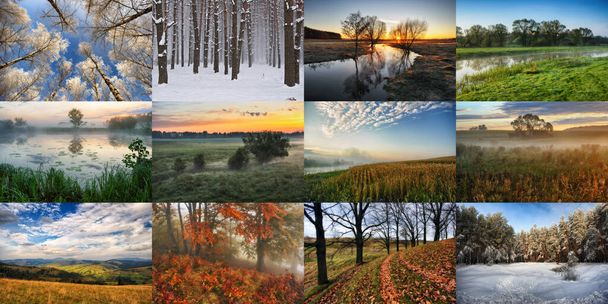 Twelve Colored Images of landscape For Calendar - Photo, Image