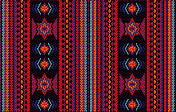  Традиційний орнамент народів і країн Латинської Америки, в яких багаті кольори привертають увагу і багатство. Жіночі плетені килими з орнаментом, вишитим на тканинах для одягу. Вишивки - Вектор, зображення